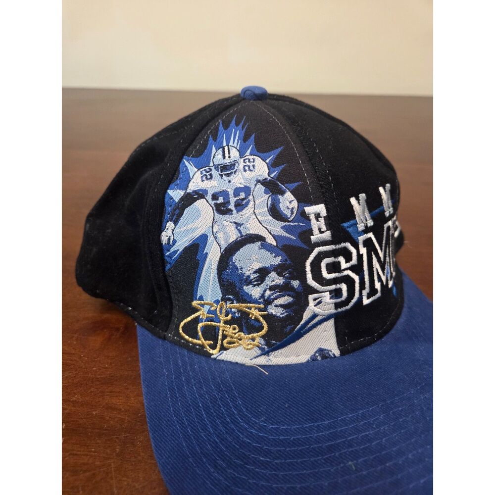 VTG 90s Drew Pearson QB Club Emmitt Smith Dallas Cowboys Snapback Hat Cap NFL